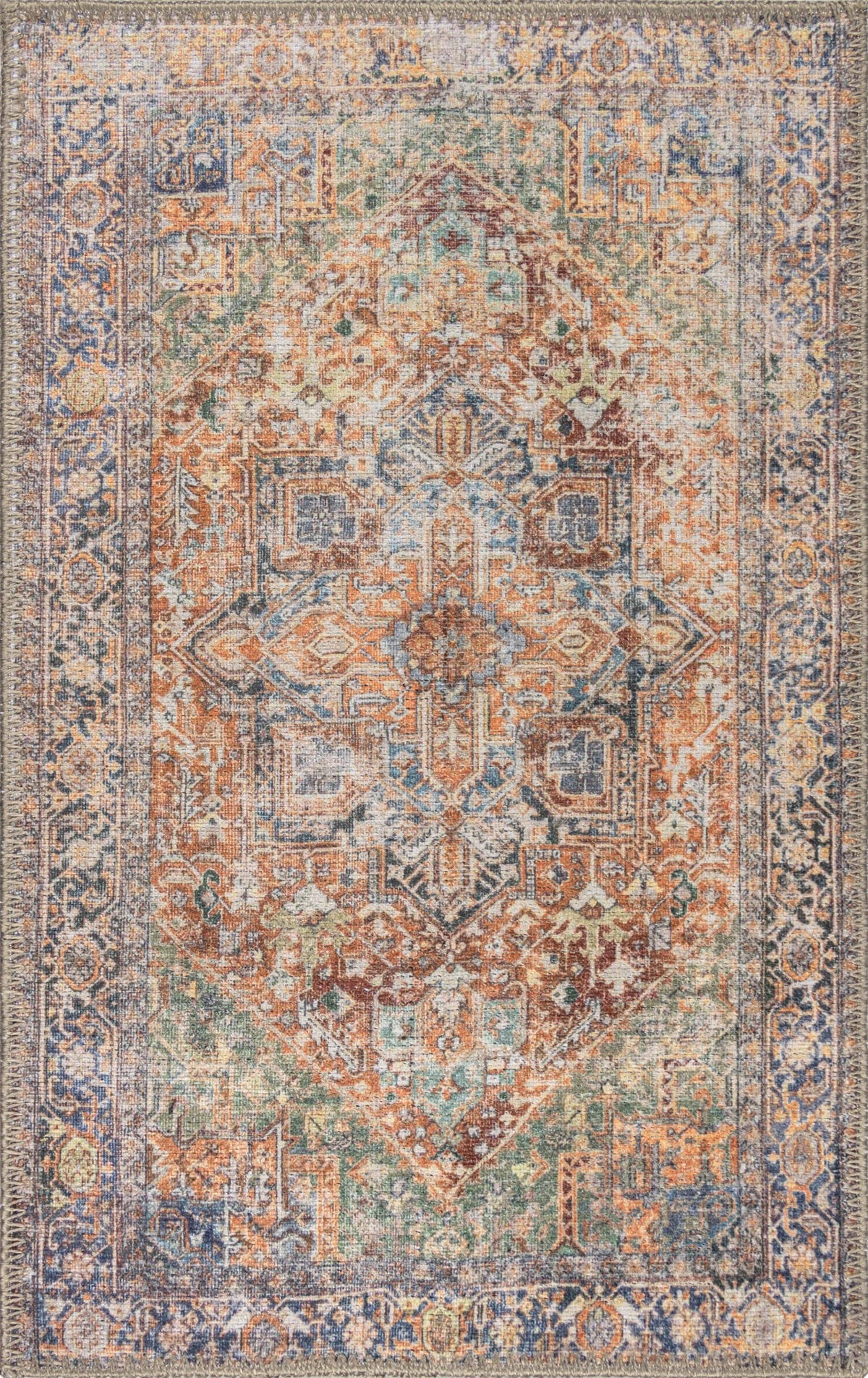 RugOver Machine Washable Area Rug, Pet-Friendly and Non-Slip Indoor Carpet for Kitchen, Bathroom, Living Room, Home Floor Decoration (Multicolor, 2'